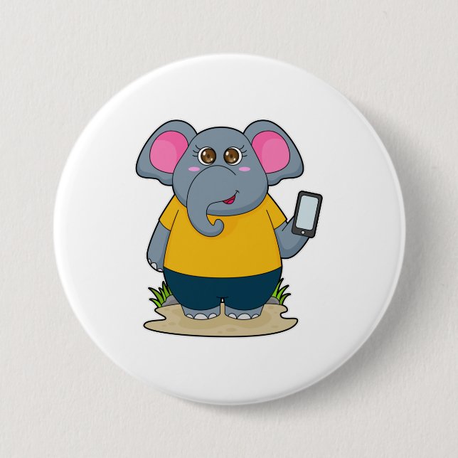 Elephant with Mobile 7.5 Cm Round Badge (Front)