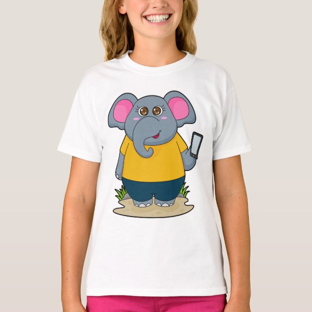 Elephant with Mobile T-Shirt (Front)