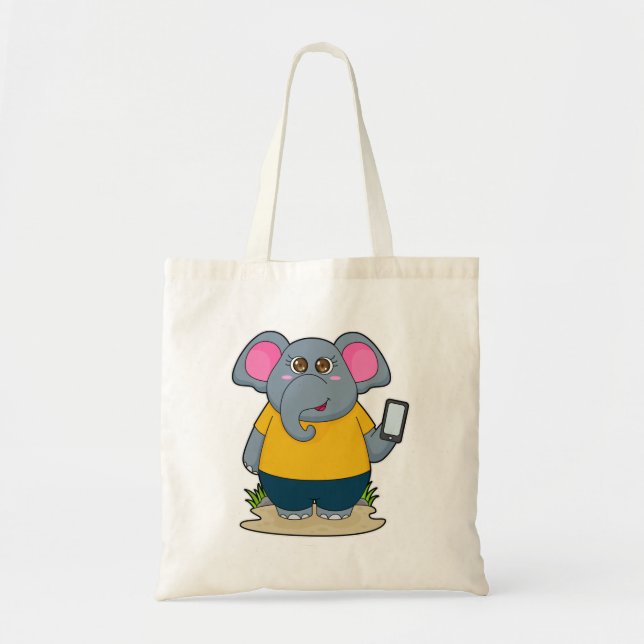 Elephant with Mobile Tote Bag (Front)