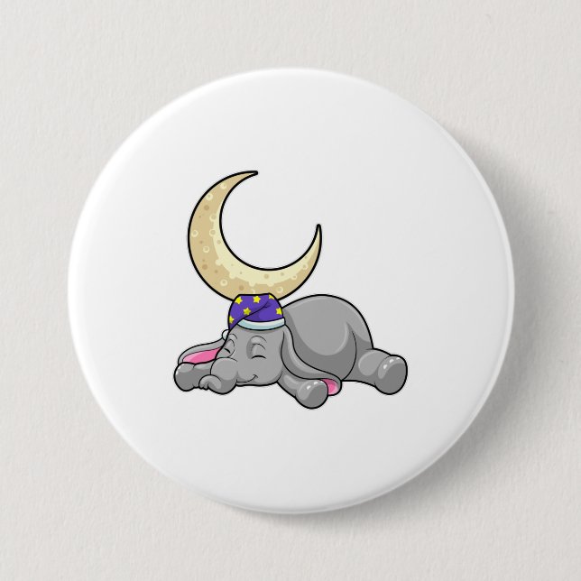 Elephant with Moon 7.5 Cm Round Badge (Front)