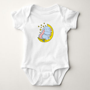 Elephant with Moon and Stars Baby Bodysuit