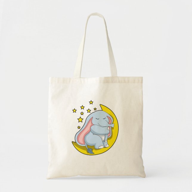 Elephant with Moon and Stars Tote Bag (Front)