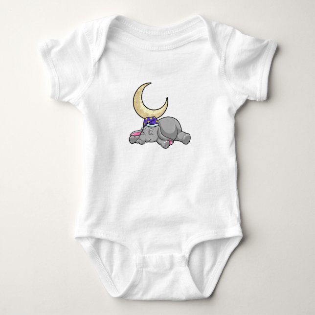 Elephant with Moon Baby Bodysuit (Front)
