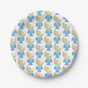 Elephant with Moon Baby Design Paper Plate