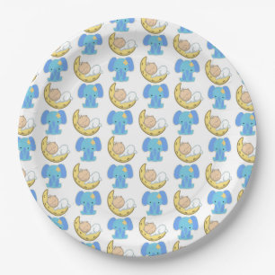 Elephant with Moon Baby Design Paper Plate