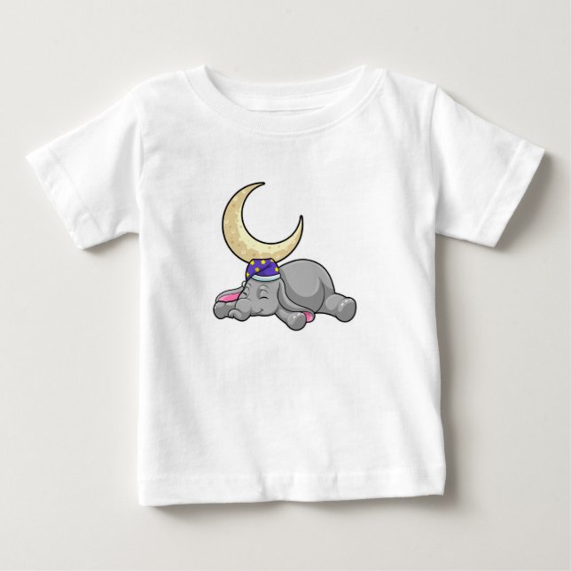 Elephant with Moon Baby T-Shirt (Front)