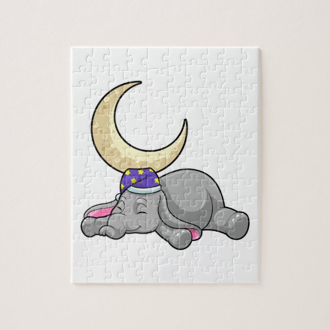 Elephant with Moon Jigsaw Puzzle (Vertical)