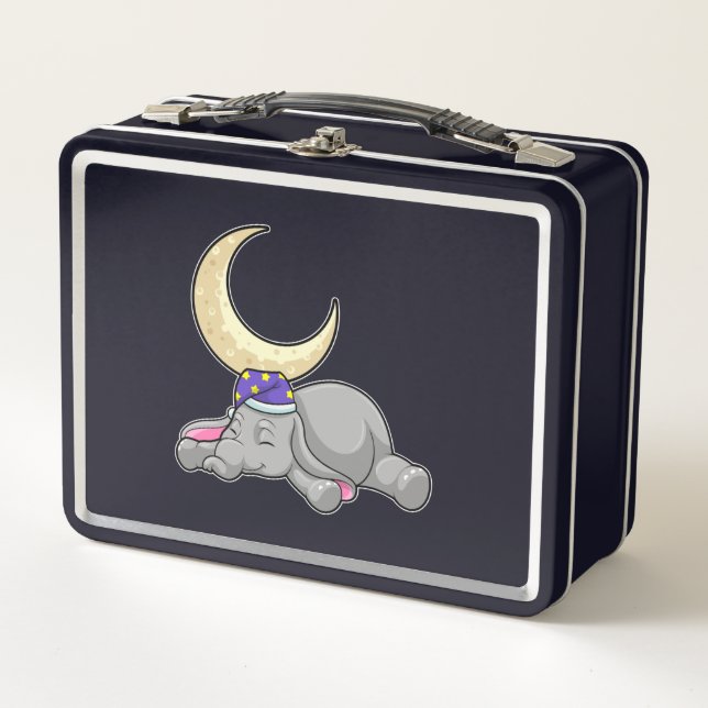 Elephant with Moon Metal Lunch Box (Front)