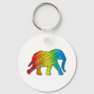 Elephant with Pixels Key Ring