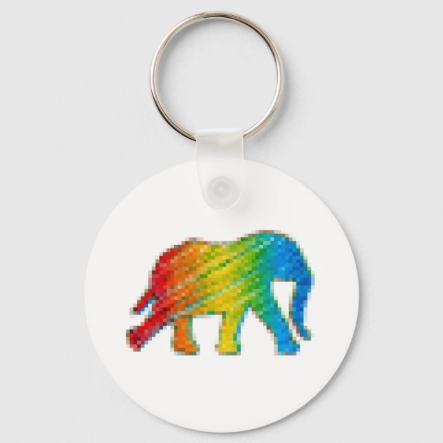 Elephant with Pixels Key Ring (Front)