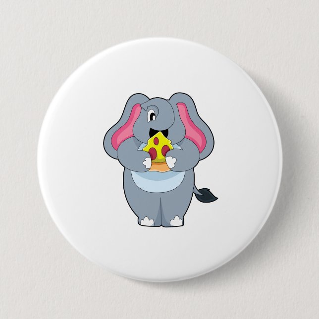 Elephant with Pizza 7.5 Cm Round Badge (Front)