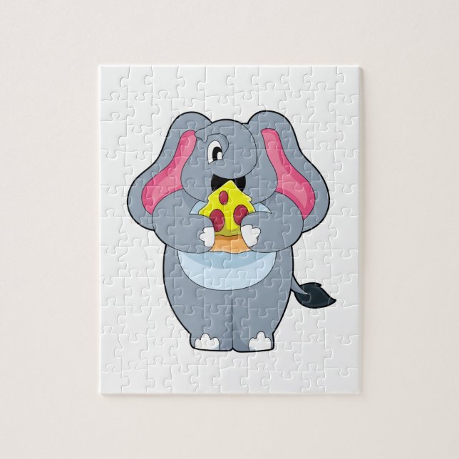 Elephant with Pizza Jigsaw Puzzle (Vertical)