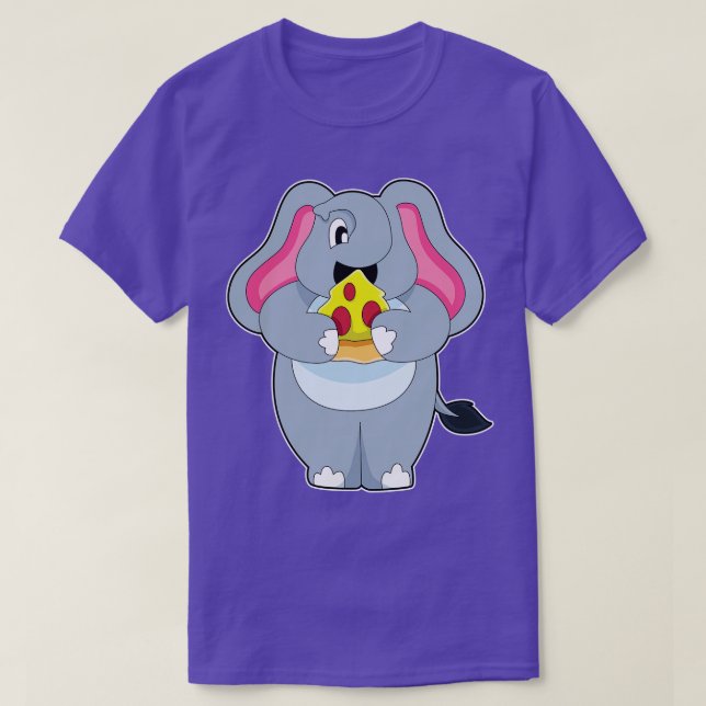 Elephant With Pizza  T-Shirt (Design Front)