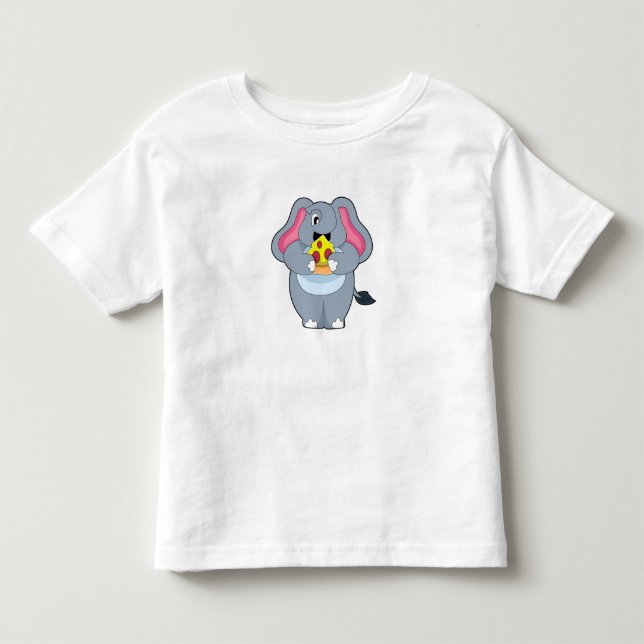 Elephant with Pizza Toddler T-Shirt (Front)