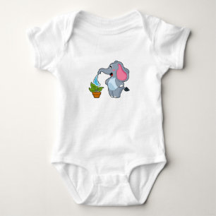 Elephant with Plant Baby Bodysuit