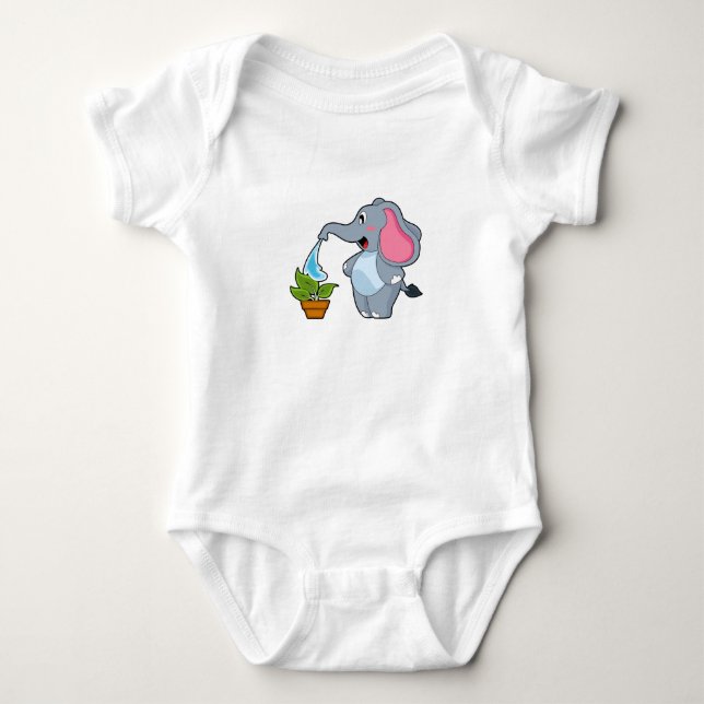 Elephant with Plant Baby Bodysuit (Front)