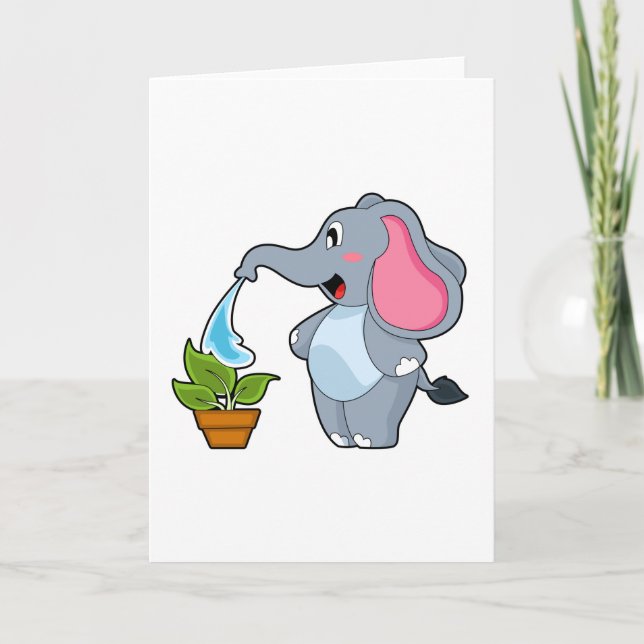 Elephant with Plant Card (Front)