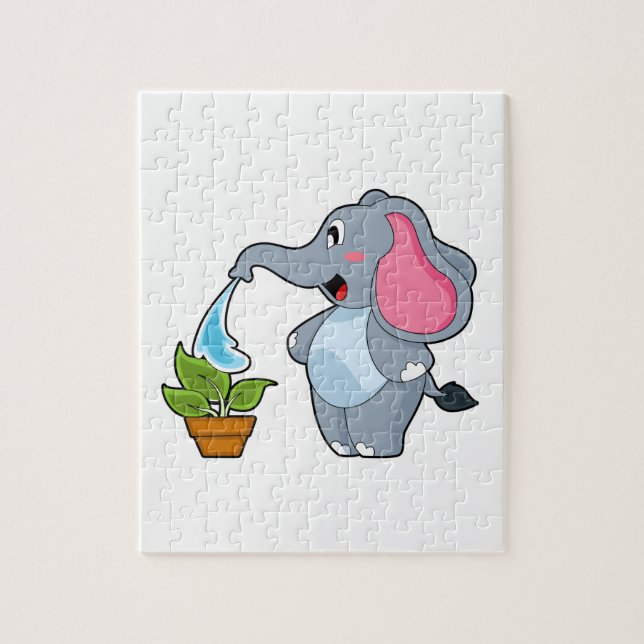 Elephant with Plant Jigsaw Puzzle (Vertical)