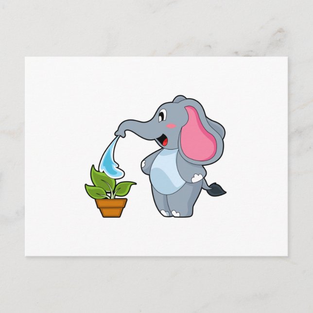 Elephant with Plant Postcard (Front)