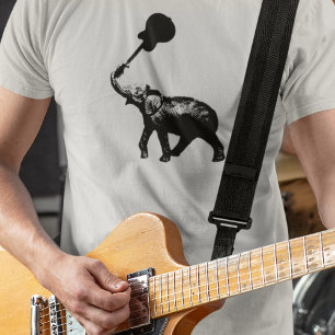 elephant with rock guitar in his trunk T-Shirt