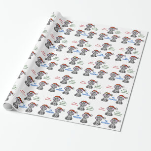 Elephant with Santa Hat Customise Gift Wrap