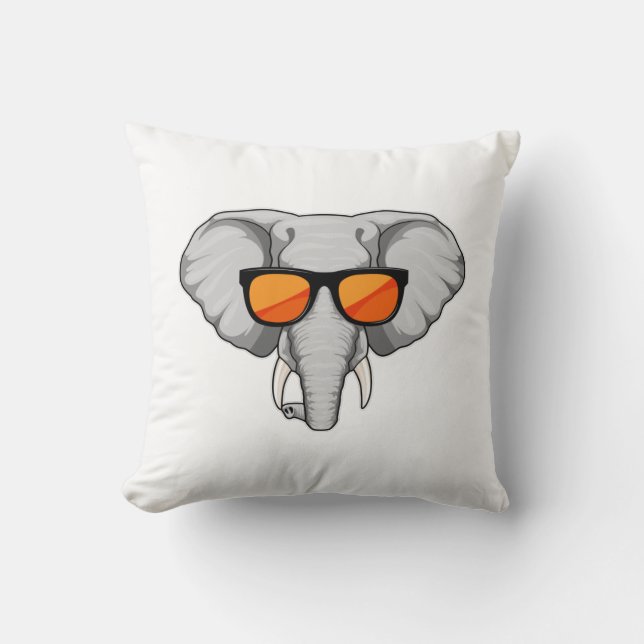 Elephant with Sunglasses Cushion (Front)