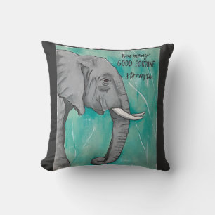 Elephant with teal background cushion