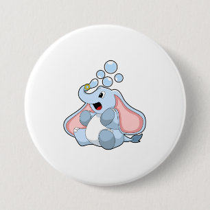 Elephant with Water bubbles 7.5 Cm Round Badge