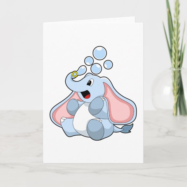 Elephant with Water bubbles Card (Front)