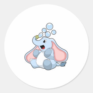 Elephant with Water bubbles Classic Round Sticker