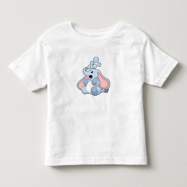 Elephant with Water bubbles Toddler T-Shirt (Front)