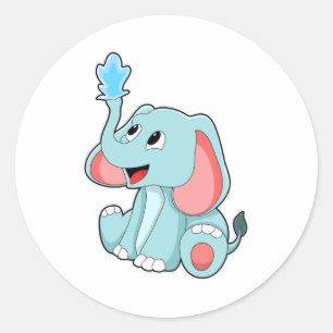 Elephant with Water Classic Round Sticker