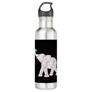 Elephant-with-Watercolor-flowers Pattern  Unique 710 Ml Water Bottle