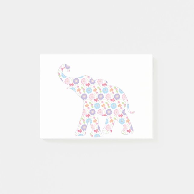 Elephant-with-Watercolor-flowers Pattern  Unique Post-it Notes (Front)