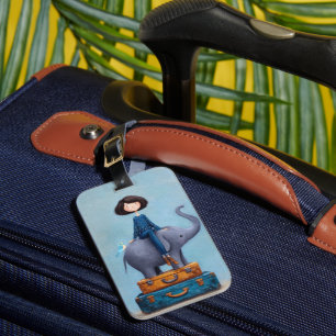Elephant with Woman Luggage Tag