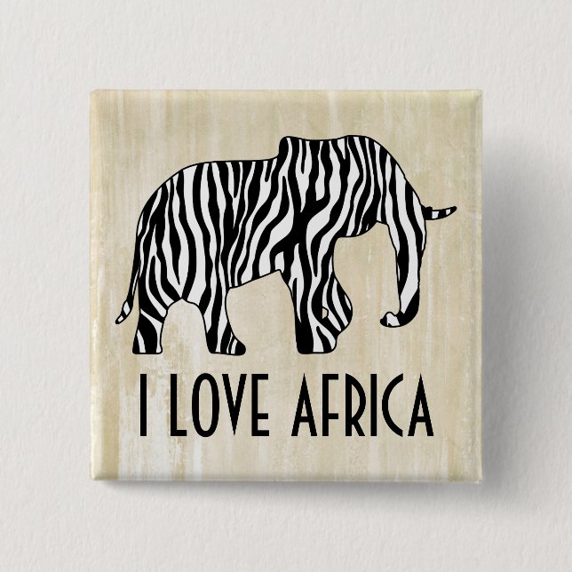 Elephant with Zebra Stripes + your ideas 15 Cm Square Badge (Front)