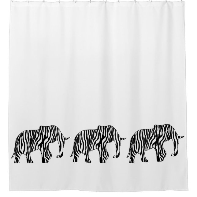 Elephant with Zebra Stripes + your ideas Shower Curtain (Front)