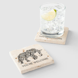 Elephant with Zebra Stripes + your ideas Stone Coaster