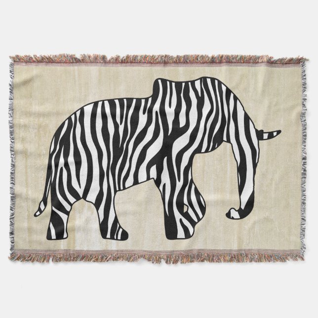 Elephant with Zebra Stripes + your ideas Throw Blanket (Front)