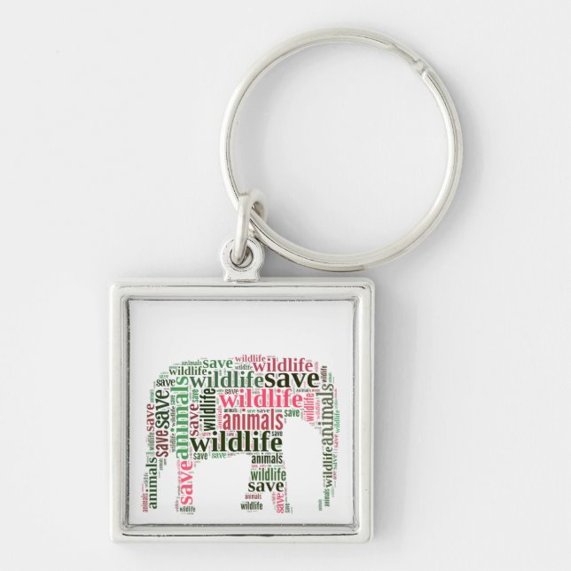 Elephant words cloud key ring (Front)