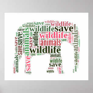 Elephant words cloud poster