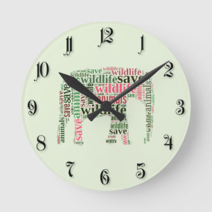 Elephant words cloud round clock