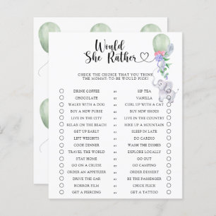 Elephant / Would She Rather Baby Shower Game