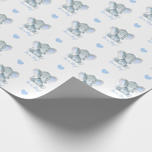 Elephant Wrapping Paper (Blue Personalised) (Corner)