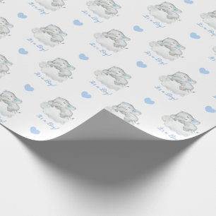 Elephant Wrapping Paper (Blue Personalised) Cloud