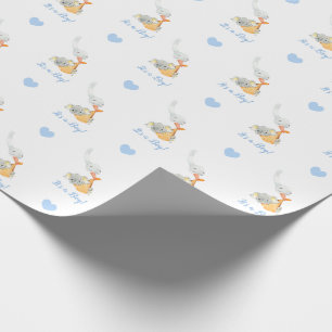 Elephant Wrapping Paper (Blue Personalised) Stork