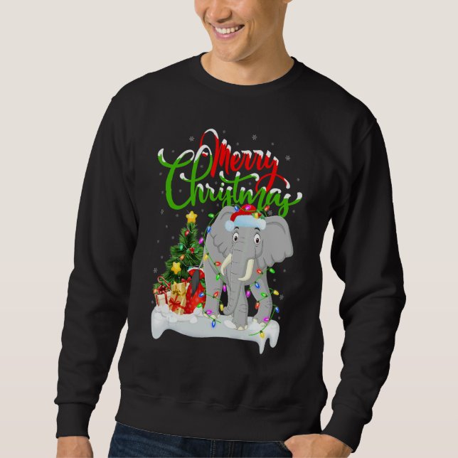 Elephant   Xmas Decorations Santa Elephant Christm Sweatshirt (Front)