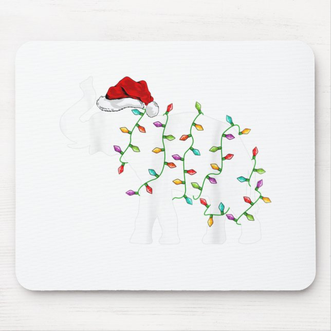 Elephant Xmas Lighting Funny Santa Hat Elephant Ch Mouse Mat (Front)