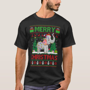 Elephant   Xmas Tree Light Ugly Santa Elephant Chr T-Shirt