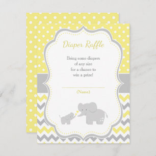 Elephant Yellow and Grey Baby Shower Enclosure Card